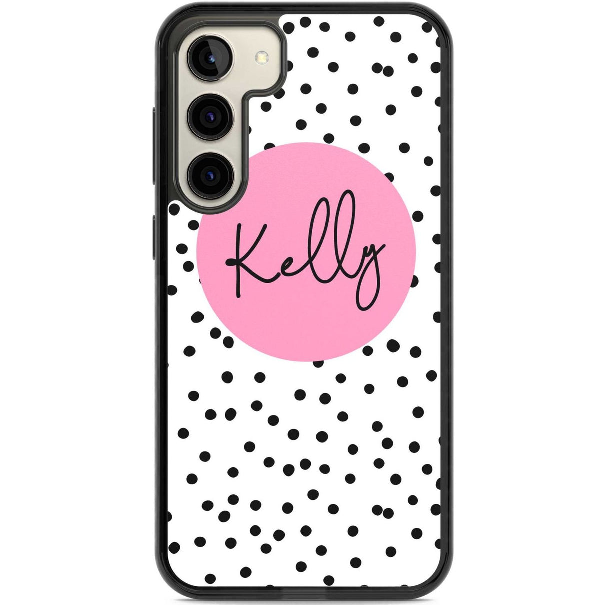 Personalised Pink Circle & Dots Custom Phone Case Samsung S22 Plus / Black Impact Case,Samsung S23 Plus / Black Impact Case Blanc Space