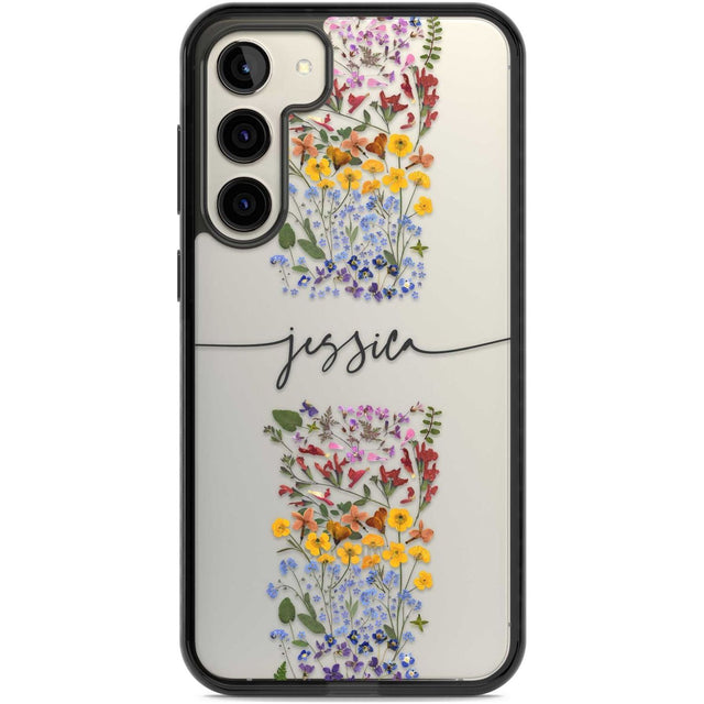 Personalised Wildflower Floral Stripe Personalised Custom Phone Case Samsung S22 Plus / Black Impact Case,Samsung S23 Plus / Black Impact Case Blanc Space