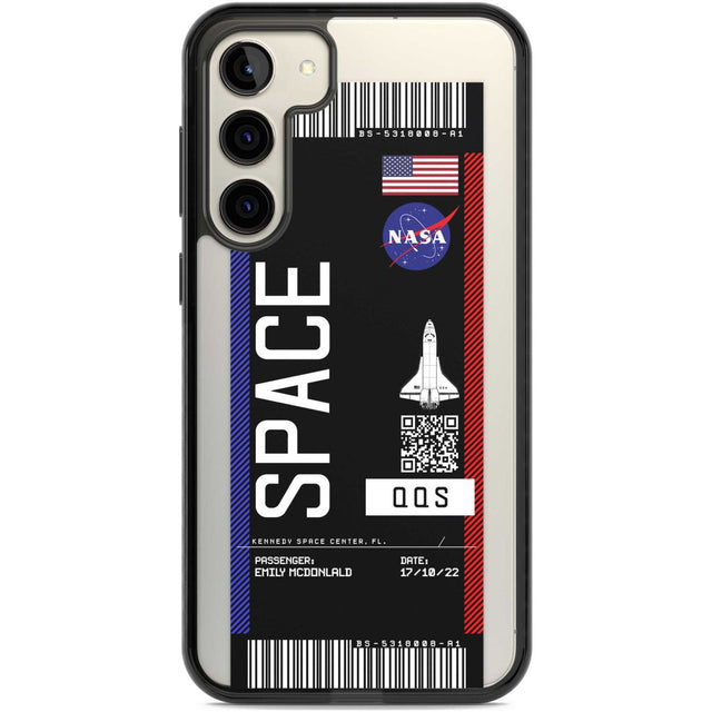 Personalised NASA Boarding Pass (Dark) Custom Phone Case Samsung S22 Plus / Black Impact Case,Samsung S23 Plus / Black Impact Case Blanc Space