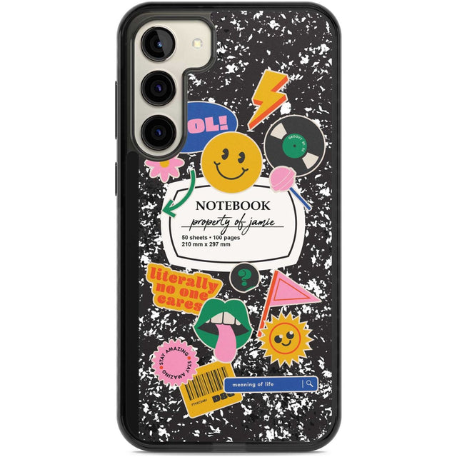 Personalised Notebook Cover with Stickers Custom Phone Case Samsung S22 Plus / Black Impact Case,Samsung S23 Plus / Black Impact Case Blanc Space