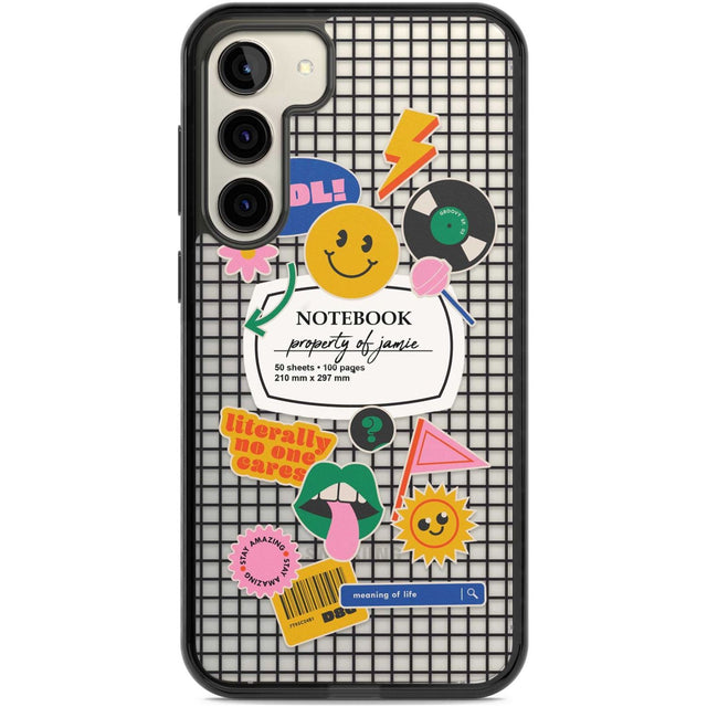 Personalised Sticker Mix on Grid Custom Phone Case Samsung S22 Plus / Black Impact Case,Samsung S23 Plus / Black Impact Case Blanc Space