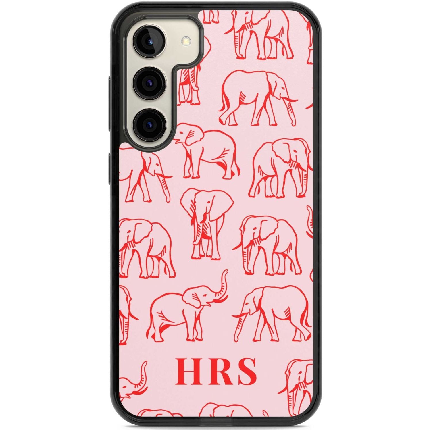 Personalised Red Elephant Outlines on Pink Custom Phone Case Samsung S22 Plus / Black Impact Case,Samsung S23 Plus / Black Impact Case Blanc Space