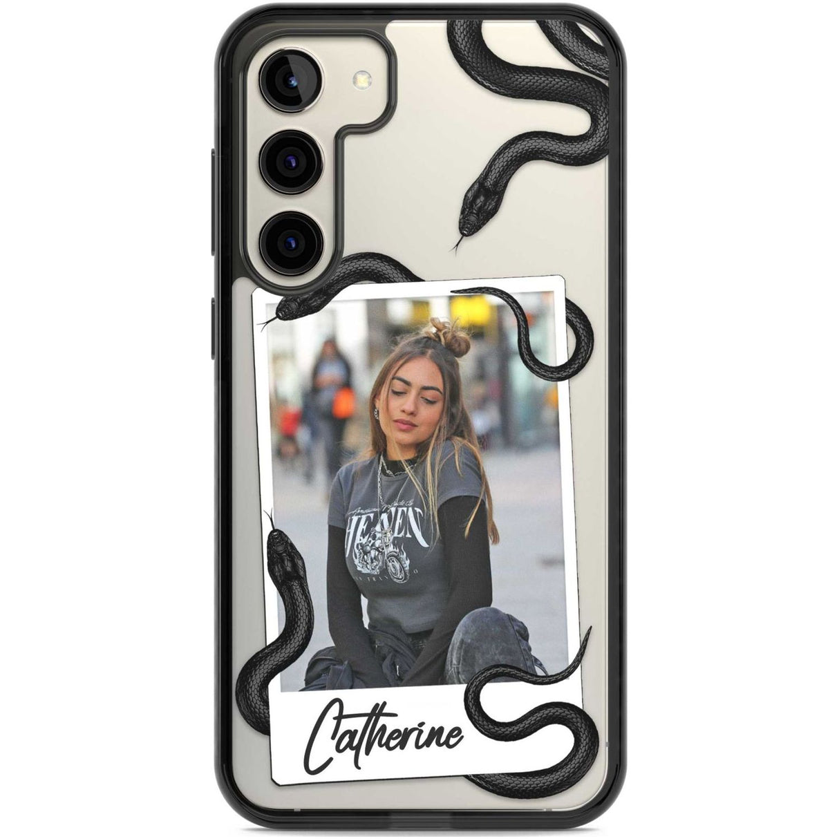 Personalised Snake Instant Photo Custom Phone Case Samsung S22 Plus / Black Impact Case,Samsung S23 Plus / Black Impact Case Blanc Space