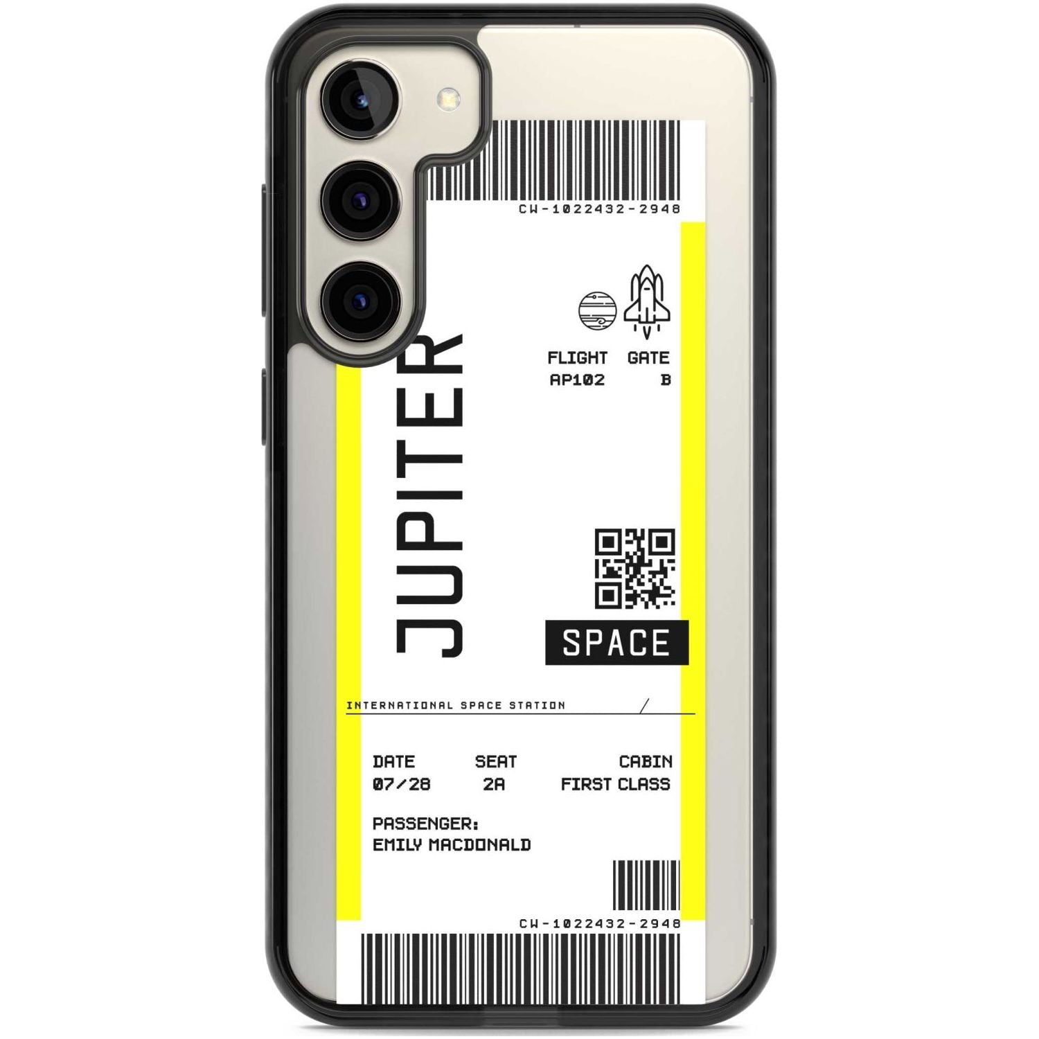 Personalised Jupiter Travel Ticket Custom Phone Case Samsung S22 Plus / Black Impact Case,Samsung S23 Plus / Black Impact Case Blanc Space