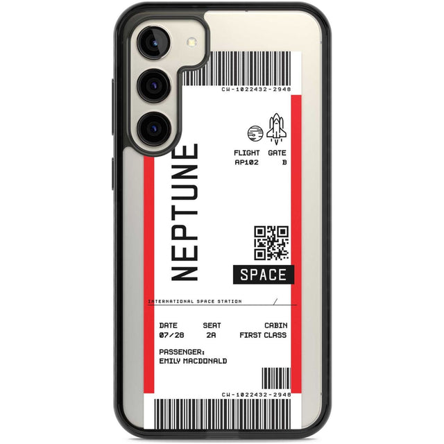 Personalised Neptune Space Travel Ticket Custom Phone Case Samsung S22 Plus / Black Impact Case,Samsung S23 Plus / Black Impact Case Blanc Space
