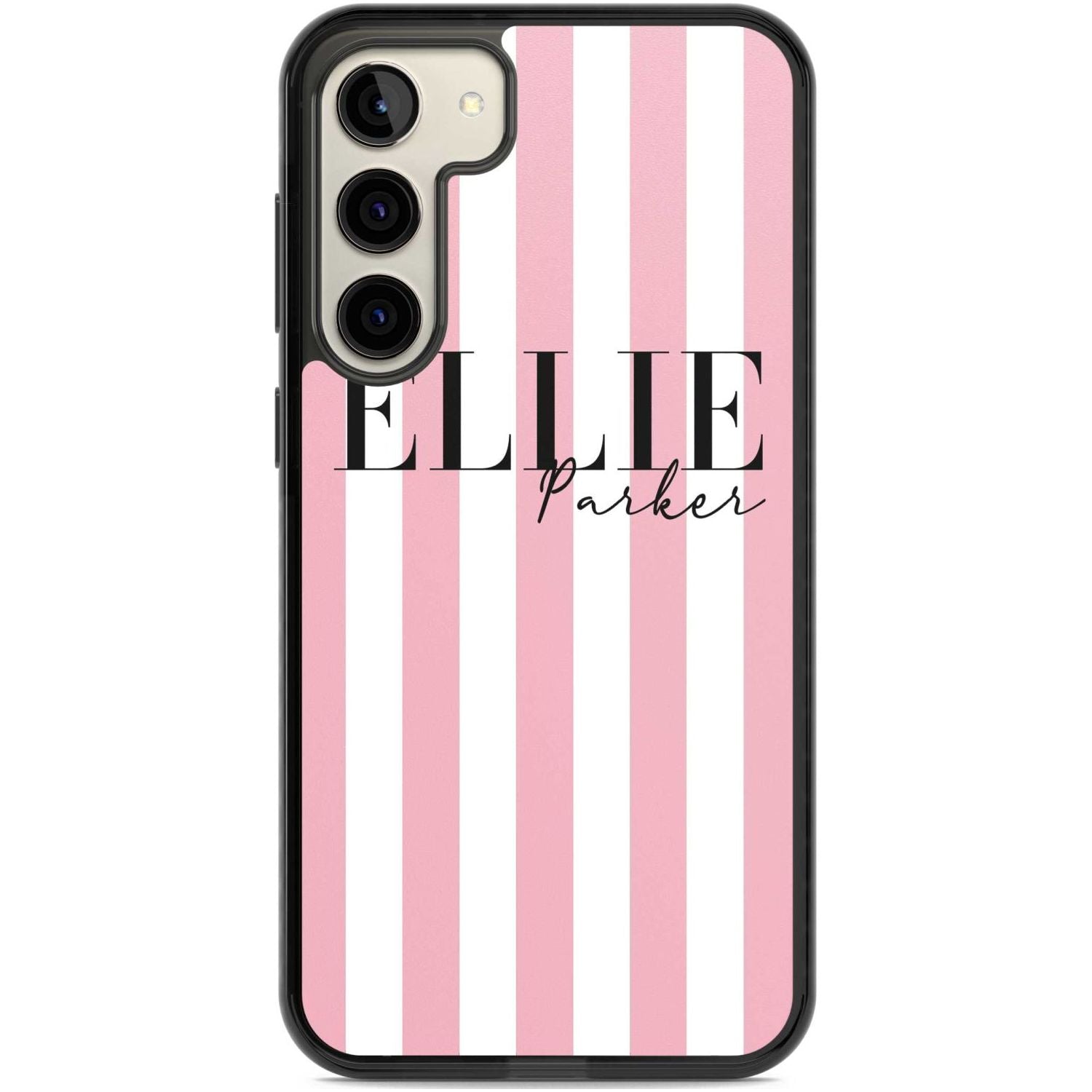 Personalised Pink Stripes Custom Phone Case Samsung S23 Plus / Black Im