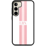 Personalised Minimal Pink Stripes Custom Phone Case Samsung S23 Plus / Black Impact Case,Samsung S22 Plus / Black Impact Case Blanc Space