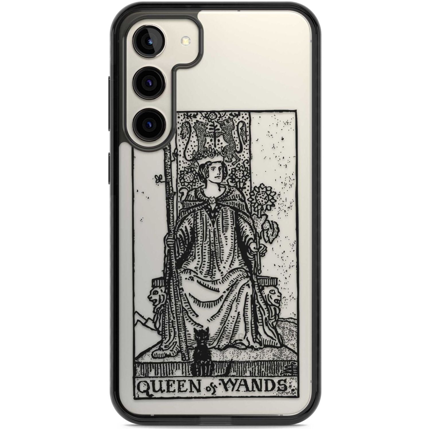 Personalised Queen of Wands Tarot Card - Transparent Custom Phone Case Samsung S22 Plus / Black Impact Case,Samsung S23 Plus / Black Impact Case Blanc Space