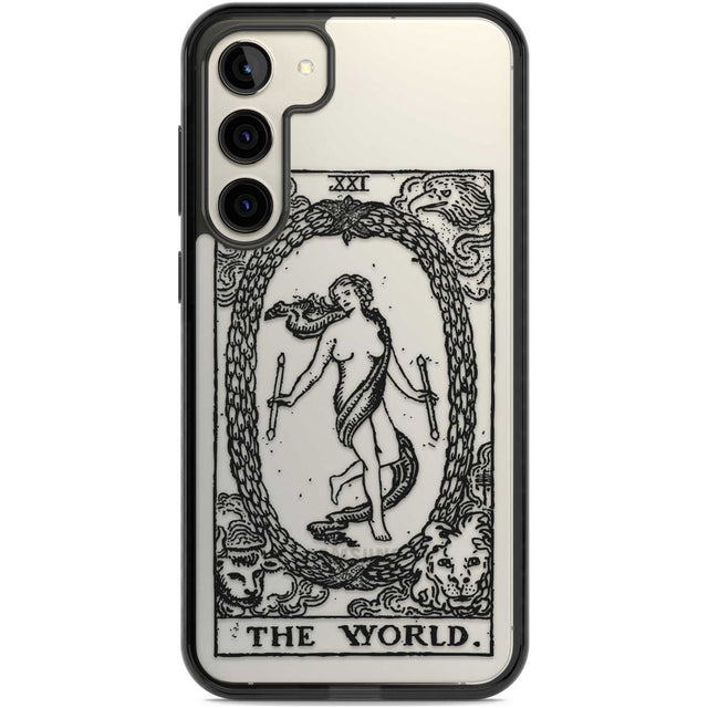 Personalised The World Tarot Card - Transparent Custom Phone Case Samsung S22 Plus / Black Impact Case,Samsung S23 Plus / Black Impact Case Blanc Space