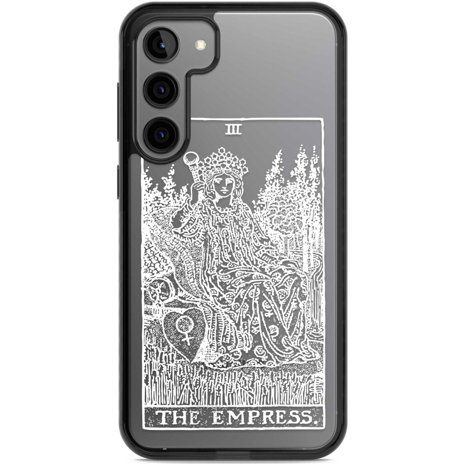 Personalised The Empress Tarot Card - White Transparent Custom Phone Case Samsung S22 Plus / Black Impact Case,Samsung S23 Plus / Black Impact Case Blanc Space