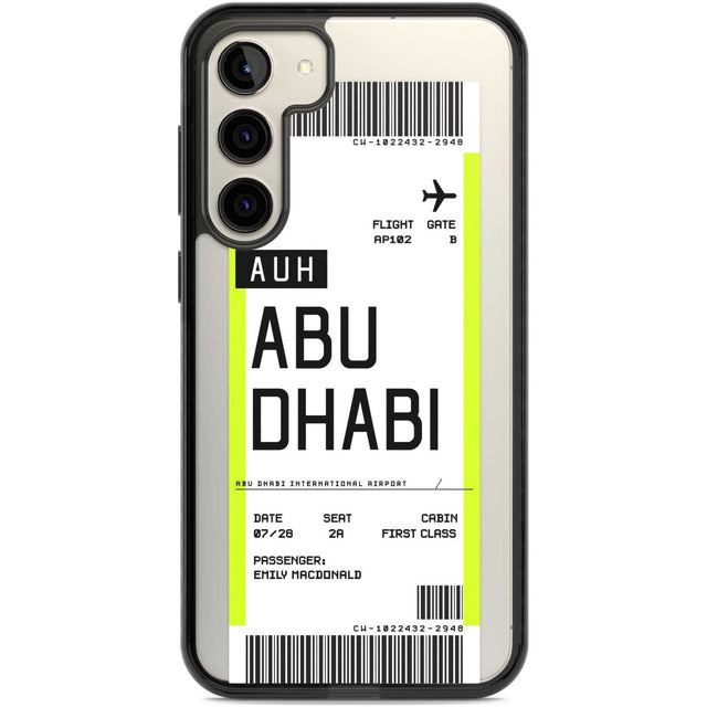 Personalised Abu Dhabi Boarding Pass Custom Phone Case Samsung S22 Plus / Black Impact Case,Samsung S23 Plus / Black Impact Case Blanc Space