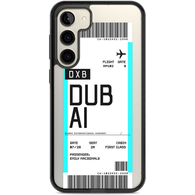 Personalised Dubai Boarding Pass Custom Phone Case Samsung S22 Plus / Black Impact Case,Samsung S23 Plus / Black Impact Case Blanc Space