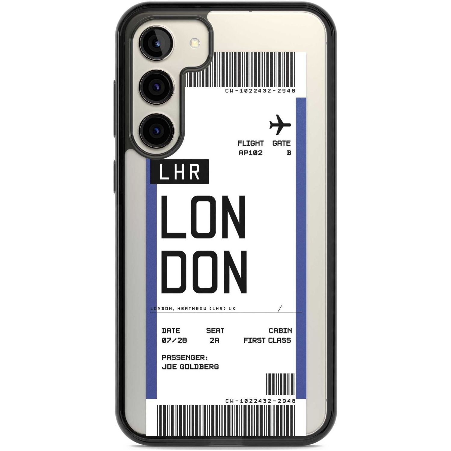 Personalised London Boarding Pass Custom Phone Case Samsung S22 Plus / Black Impact Case,Samsung S23 Plus / Black Impact Case Blanc Space