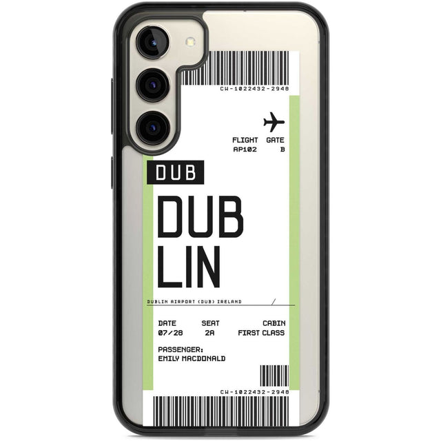 Personalised Dublin Boarding Pass Custom Phone Case Samsung S22 Plus / Black Impact Case,Samsung S23 Plus / Black Impact Case Blanc Space