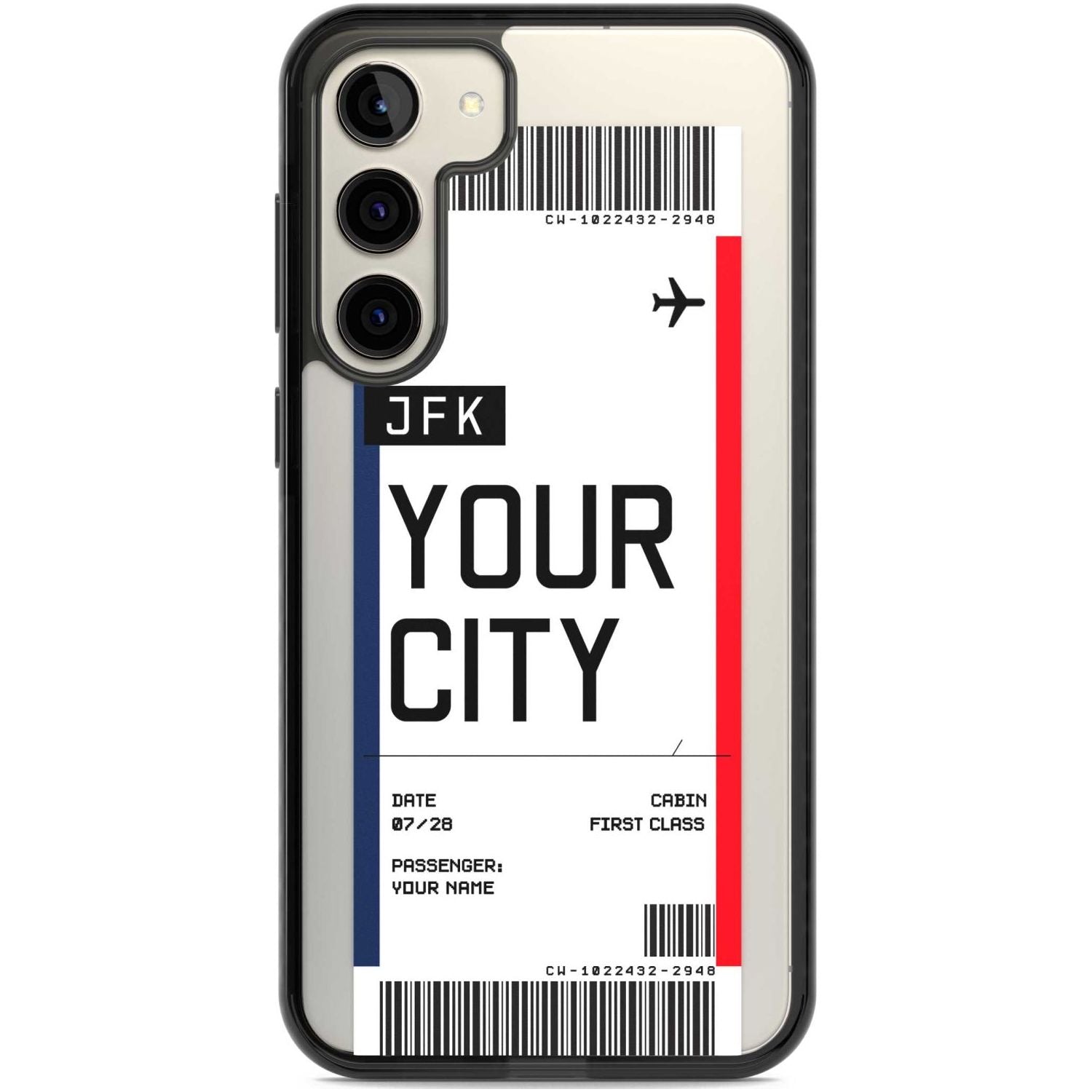 Personalised Create Your Own Boarding Pass Ticket Custom Phone Case Samsung S22 Plus / Black Impact Case,Samsung S23 Plus / Black Impact Case Blanc Space