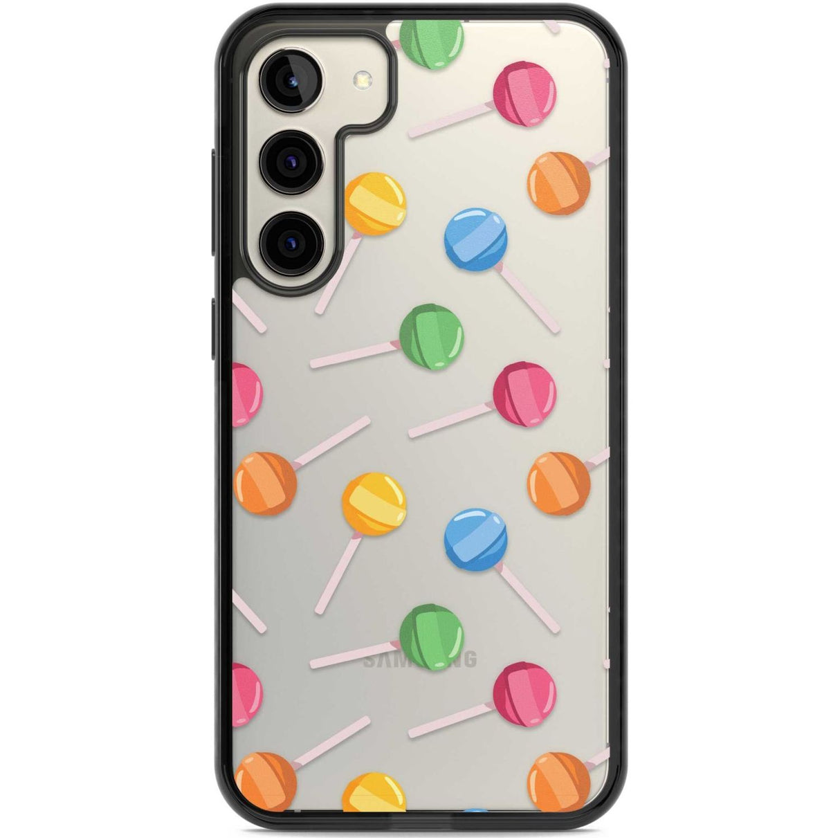 Lollipop Pattern Phone Case Samsung S22 Plus / Black Impact Case,Samsung S23 Plus / Black Impact Case Blanc Space