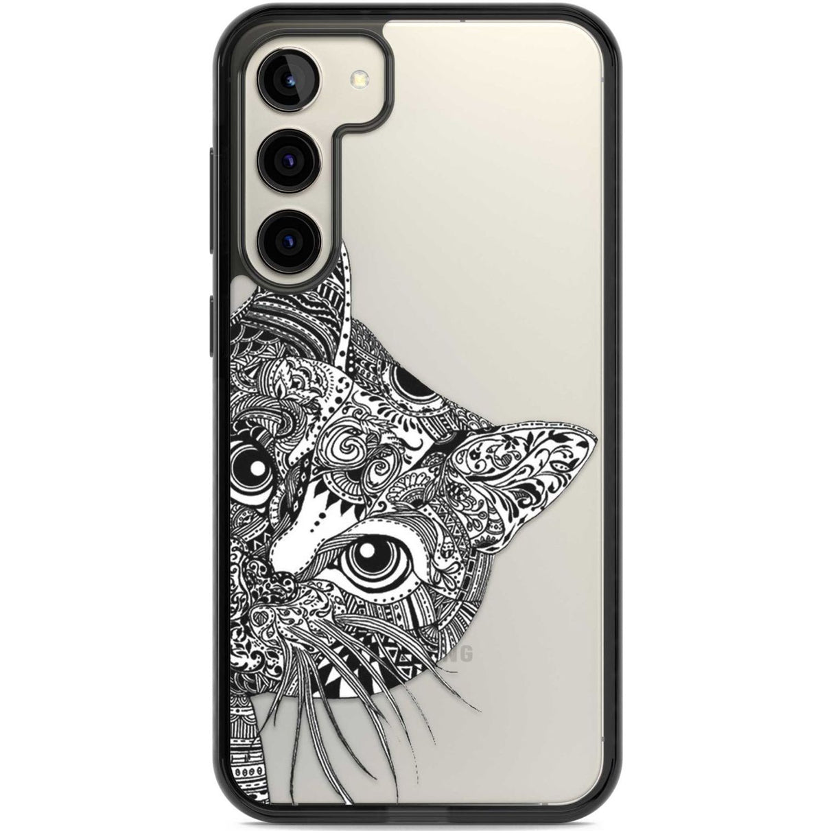 Henna Cat Phone Case Samsung S22 Plus / Black Impact Case,Samsung S23 Plus / Black Impact Case Blanc Space