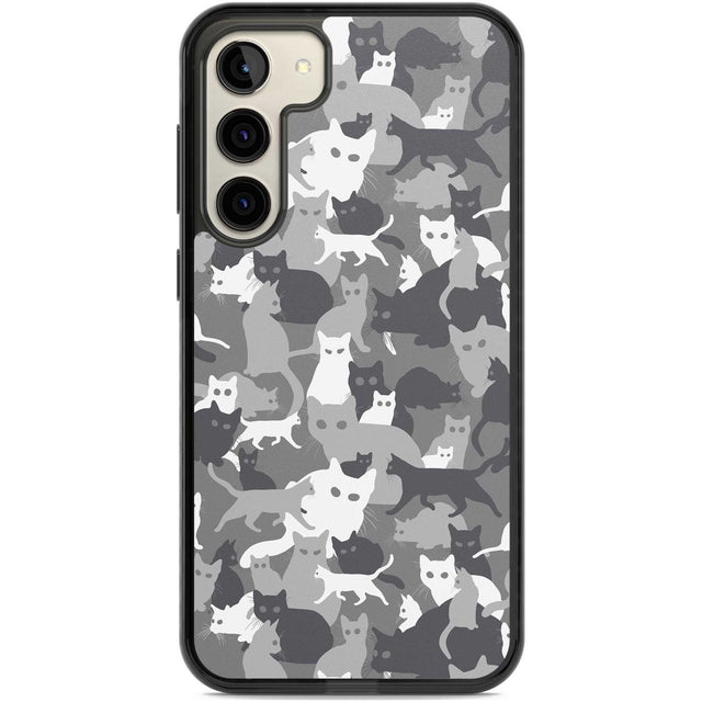 Dark Grey Cat Camouflage Pattern Phone Case Samsung S22 Plus / Black Impact Case,Samsung S23 Plus / Black Impact Case Blanc Space