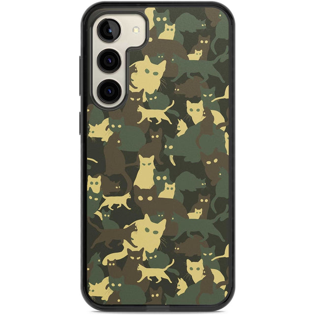 Forest Green Cat Camouflage Pattern Phone Case Samsung S22 Plus / Black Impact Case,Samsung S23 Plus / Black Impact Case Blanc Space
