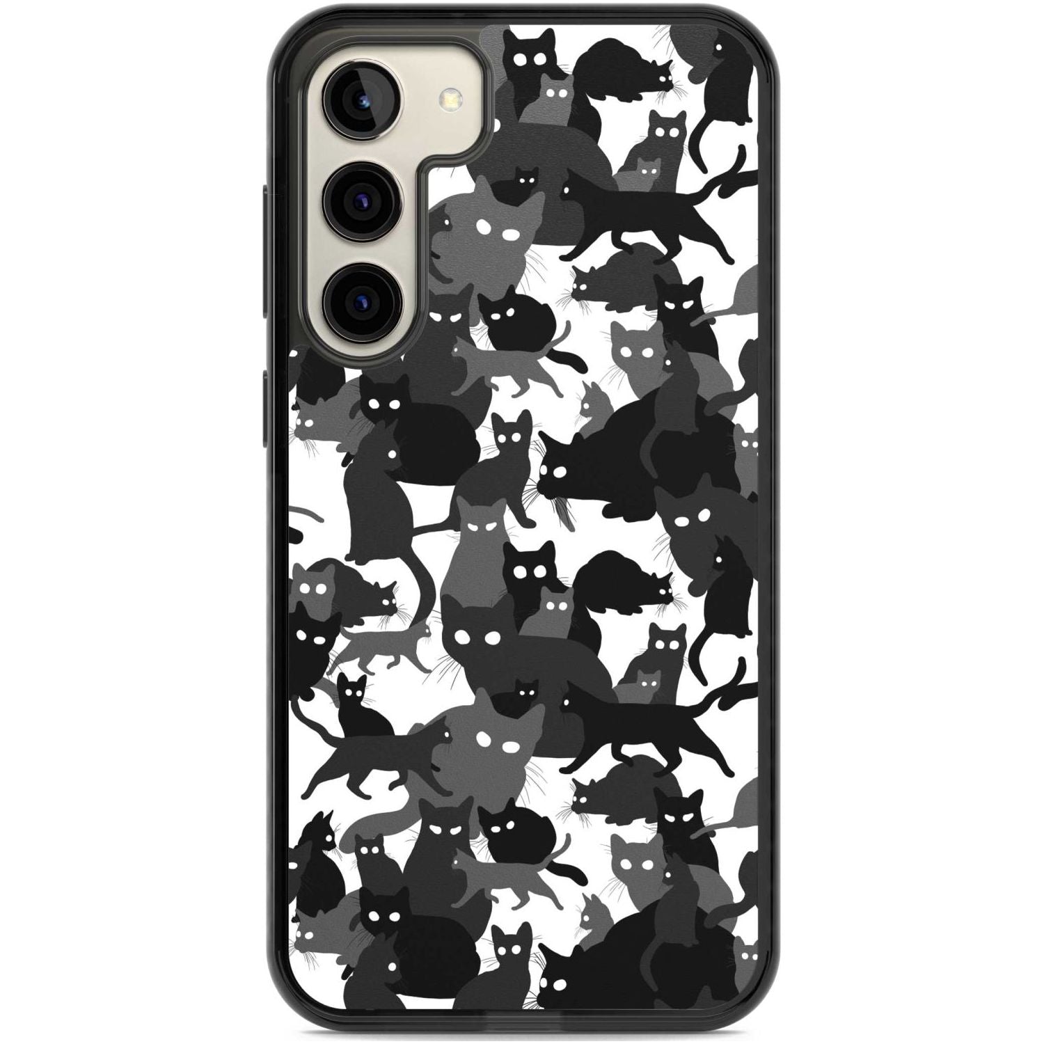 Black & White Cat Camouflage Phone Case Samsung S22 Plus / Black Impact Case,Samsung S23 Plus / Black Impact Case Blanc Space