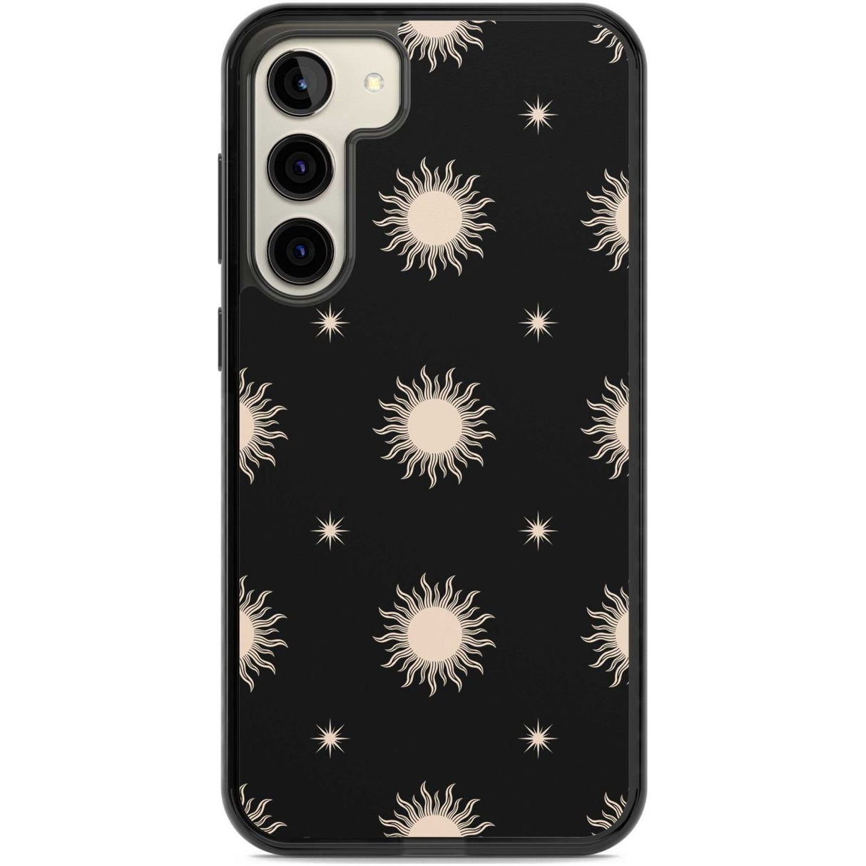 Celestial Patterns Classic Suns (Black) Phone Case Samsung S22 Plus / Black Impact Case,Samsung S23 Plus / Black Impact Case Blanc Space