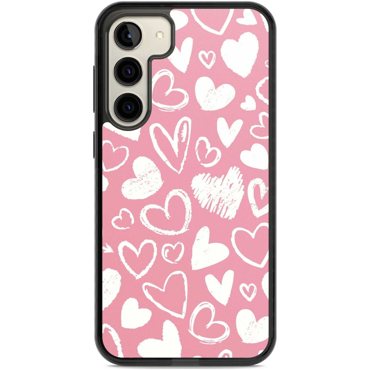 Chalk Hearts Phone Case Samsung S22 Plus / Black Impact Case,Samsung S23 Plus / Black Impact Case Blanc Space