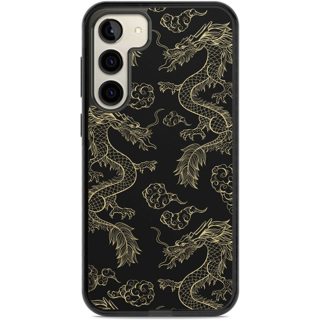 Black and Gold Dragon Pattern Phone Case Samsung S22 Plus / Black Impact Case,Samsung S23 Plus / Black Impact Case Blanc Space