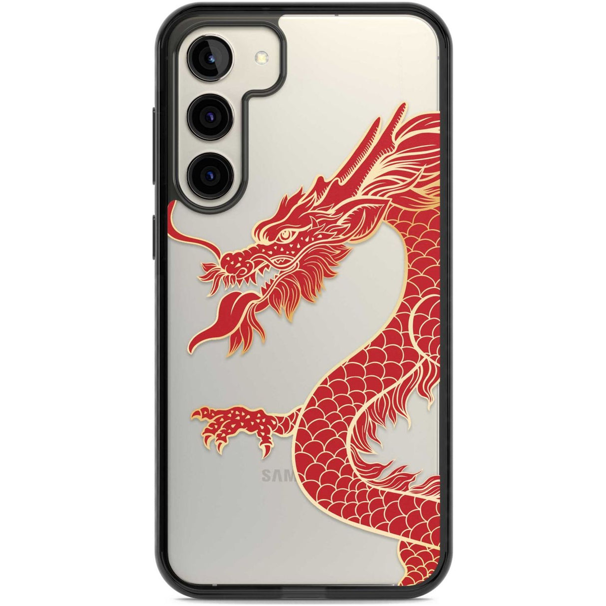 Large Red Dragon Phone Case Samsung S22 Plus / Black Impact Case,Samsung S23 Plus / Black Impact Case Blanc Space