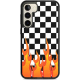 Checkered Fire Phone Case Samsung S23 Plus / Black Impact Case,Samsung S22 Plus / Black Impact Case Blanc Space