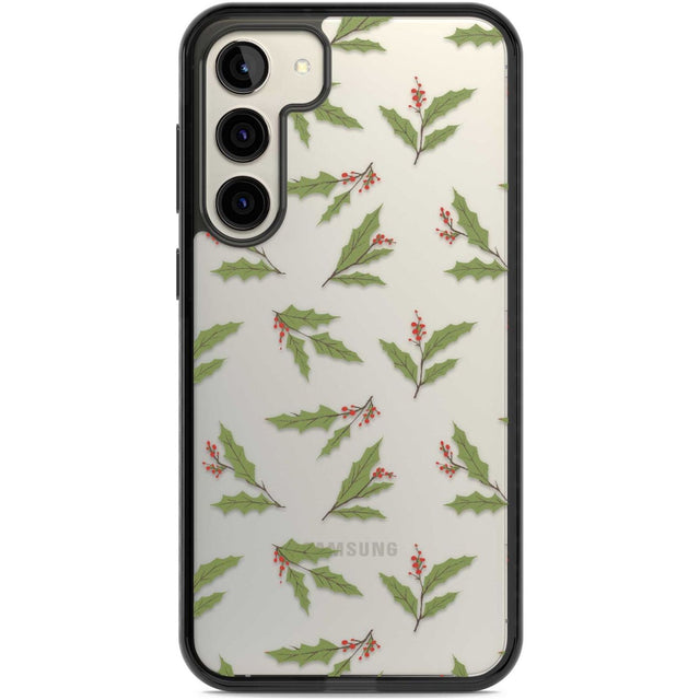 Christmas Holly Pattern Phone Case Samsung S22 Plus / Black Impact Case,Samsung S23 Plus / Black Impact Case Blanc Space