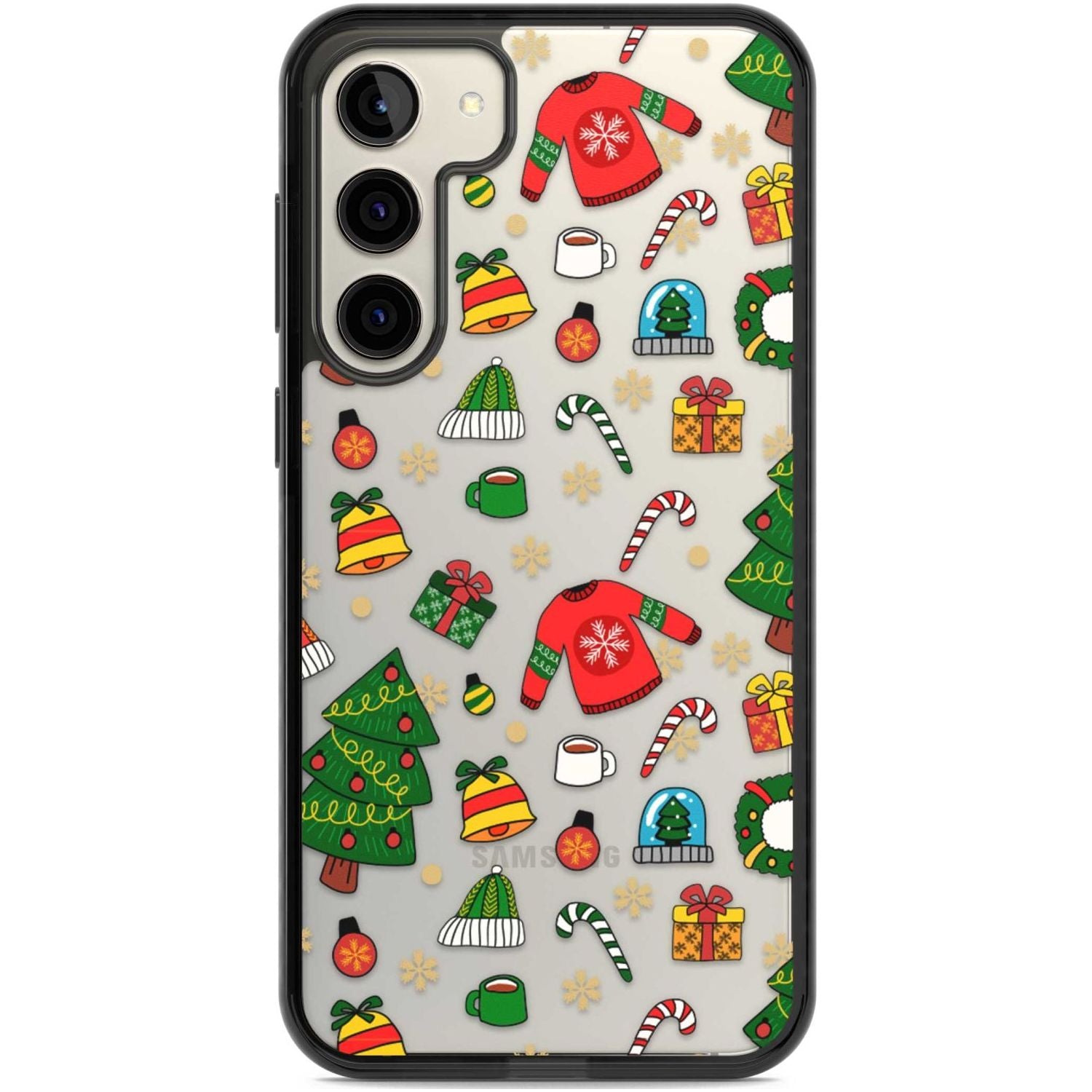 Christmas Mixture Pattern Phone Case Samsung S22 Plus / Black Impact Case,Samsung S23 Plus / Black Impact Case Blanc Space