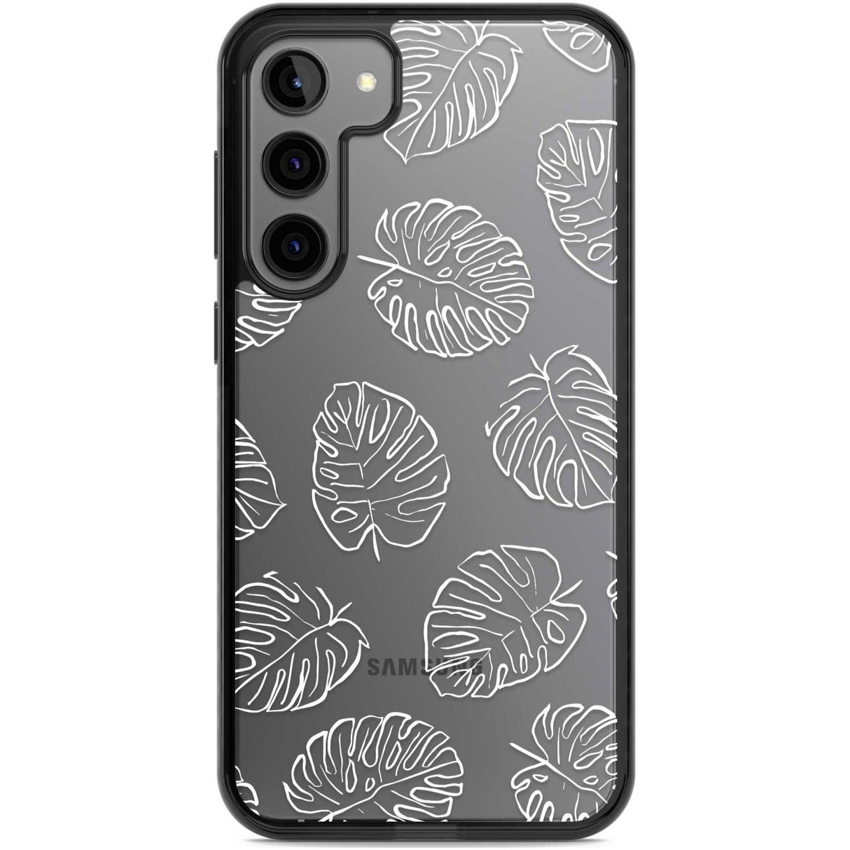 Monstera Leaves Phone Case Samsung S22 Plus / Black Impact Case,Samsung S23 Plus / Black Impact Case Blanc Space