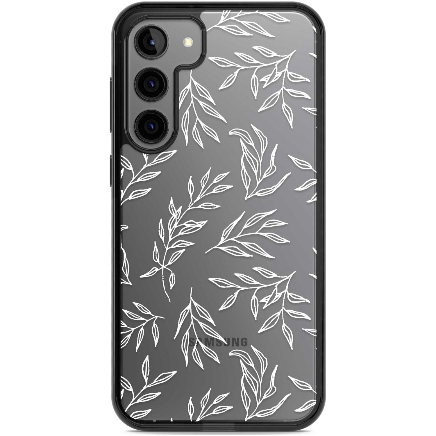 Leafy Botanical Phone Case Samsung S22 Plus / Black Impact Case,Samsung S23 Plus / Black Impact Case Blanc Space
