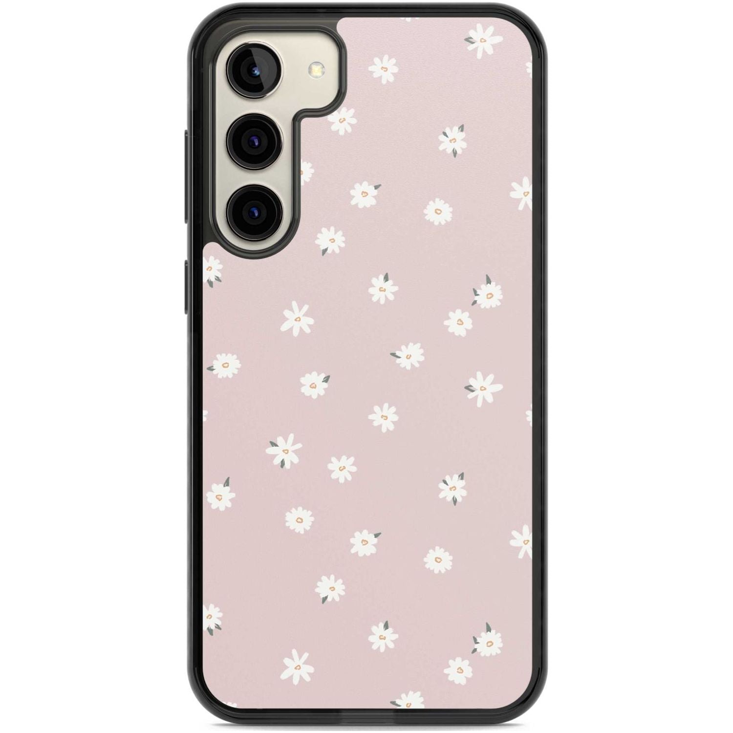 Painted Daises on Pink Phone Case Samsung S22 Plus / Black Impact Case,Samsung S23 Plus / Black Impact Case Blanc Space