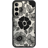 Black Flowers Phone Case Samsung S22 Plus / Black Impact Case,Samsung S23 Plus / Black Impact Case Blanc Space