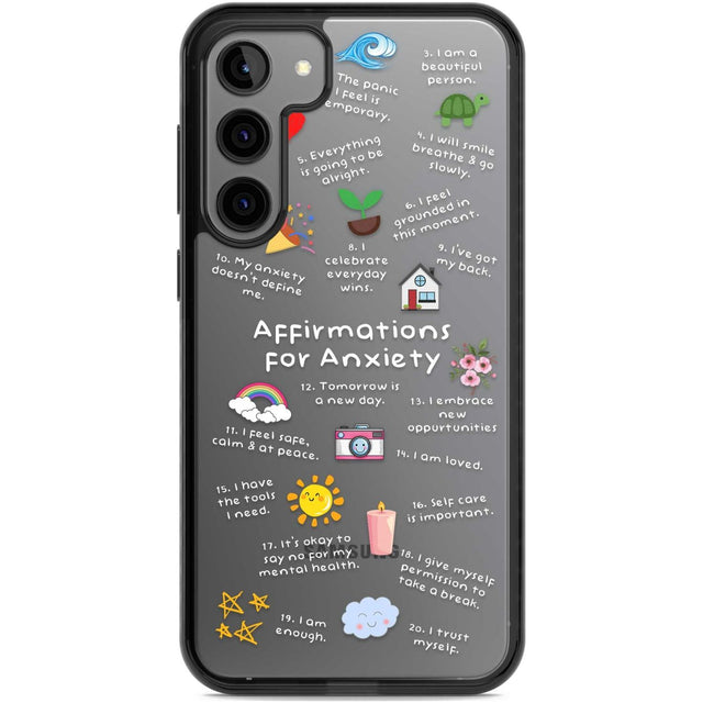 Anxiety White Text Phone Case Samsung S22 Plus / Black Impact Case,Samsung S23 Plus / Black Impact Case Blanc Space