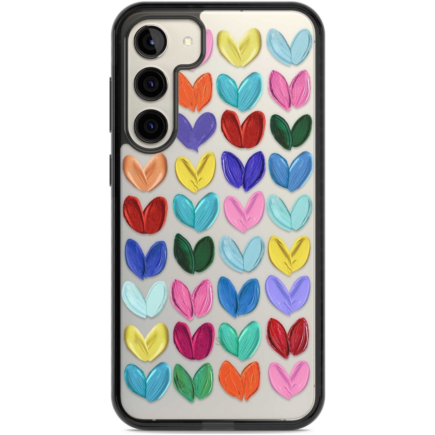 Oil Painted Hearts Phone Case Samsung S22 Plus / Black Impact Case,Samsung S23 Plus / Black Impact Case Blanc Space