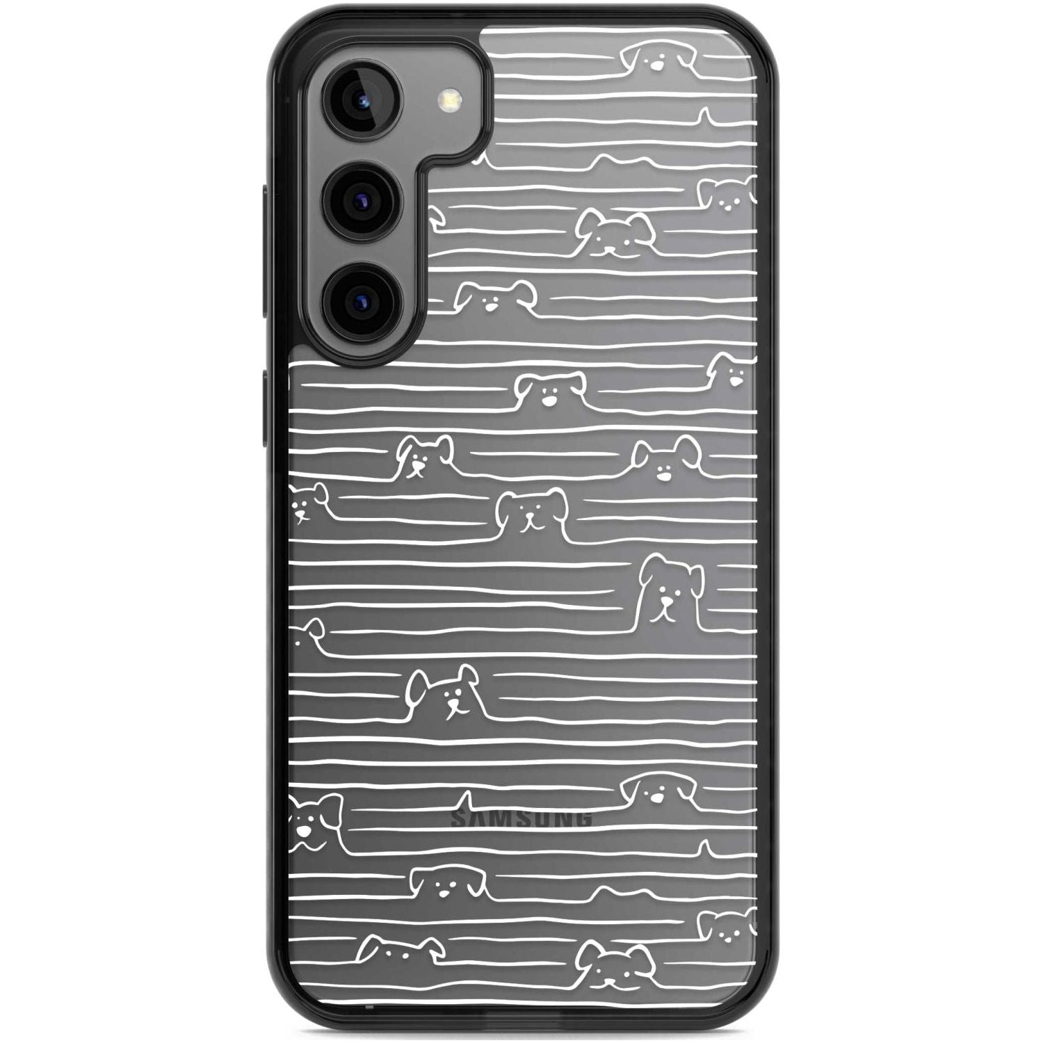 Dog Line Art - White Phone Case Samsung S22 Plus / Black Impact Case,Samsung S23 Plus / Black Impact Case Blanc Space