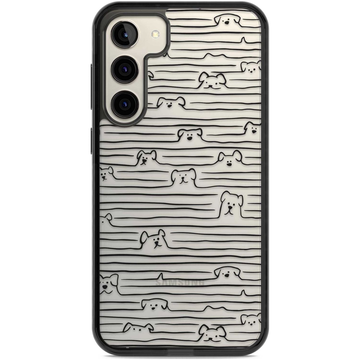 Dog Line Art - Black Phone Case Samsung S22 Plus / Black Impact Case,Samsung S23 Plus / Black Impact Case Blanc Space
