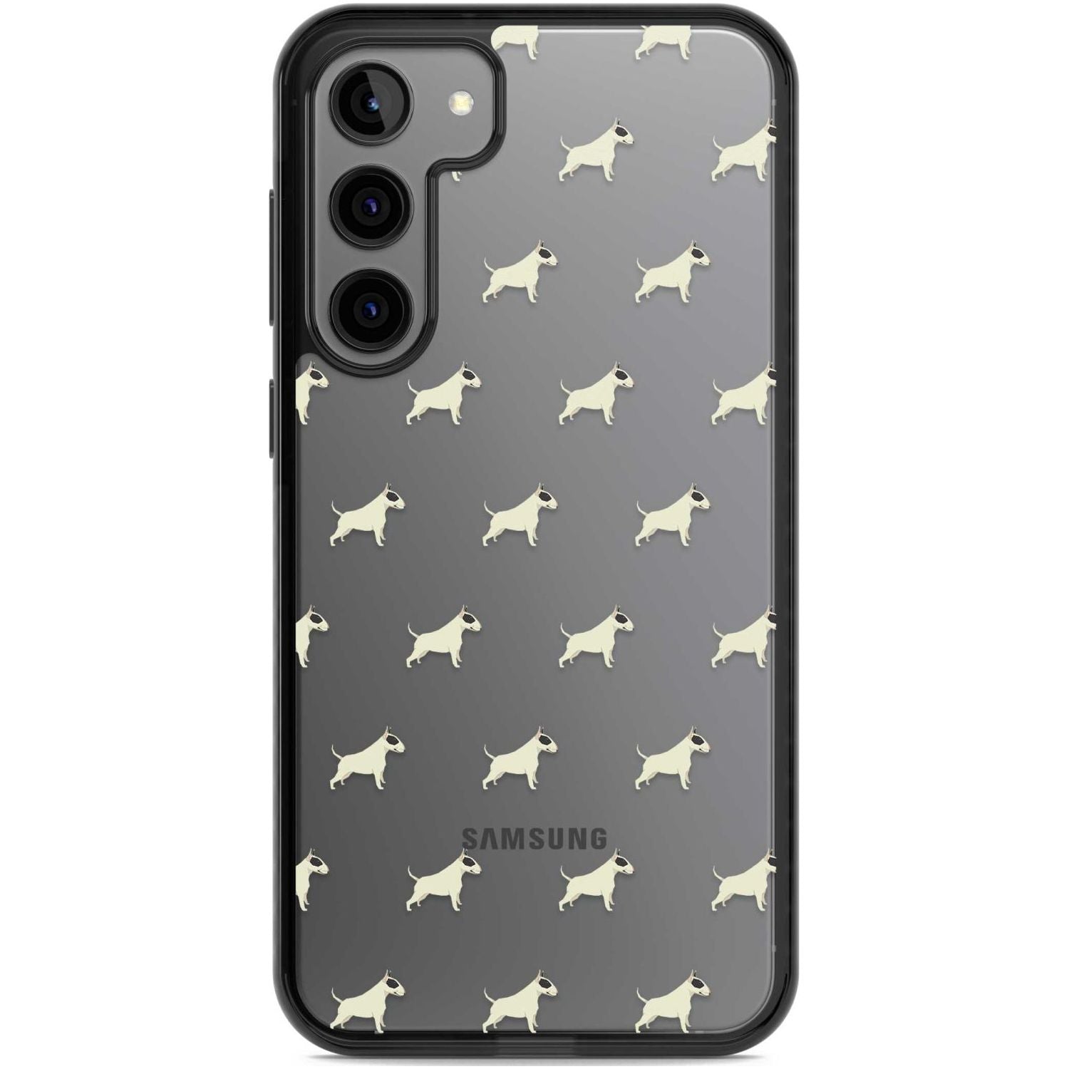 Bull Terrier Dog Pattern Clear Phone Case Samsung S22 Plus / Black Impact Case,Samsung S23 Plus / Black Impact Case Blanc Space