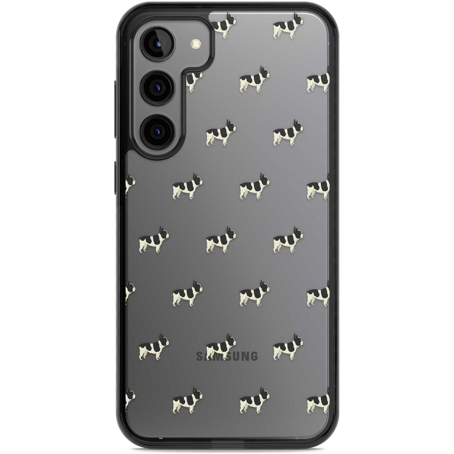 French Bulldog Dog Pattern Clear Phone Case Samsung S22 Plus / Black Impact Case,Samsung S23 Plus / Black Impact Case Blanc Space