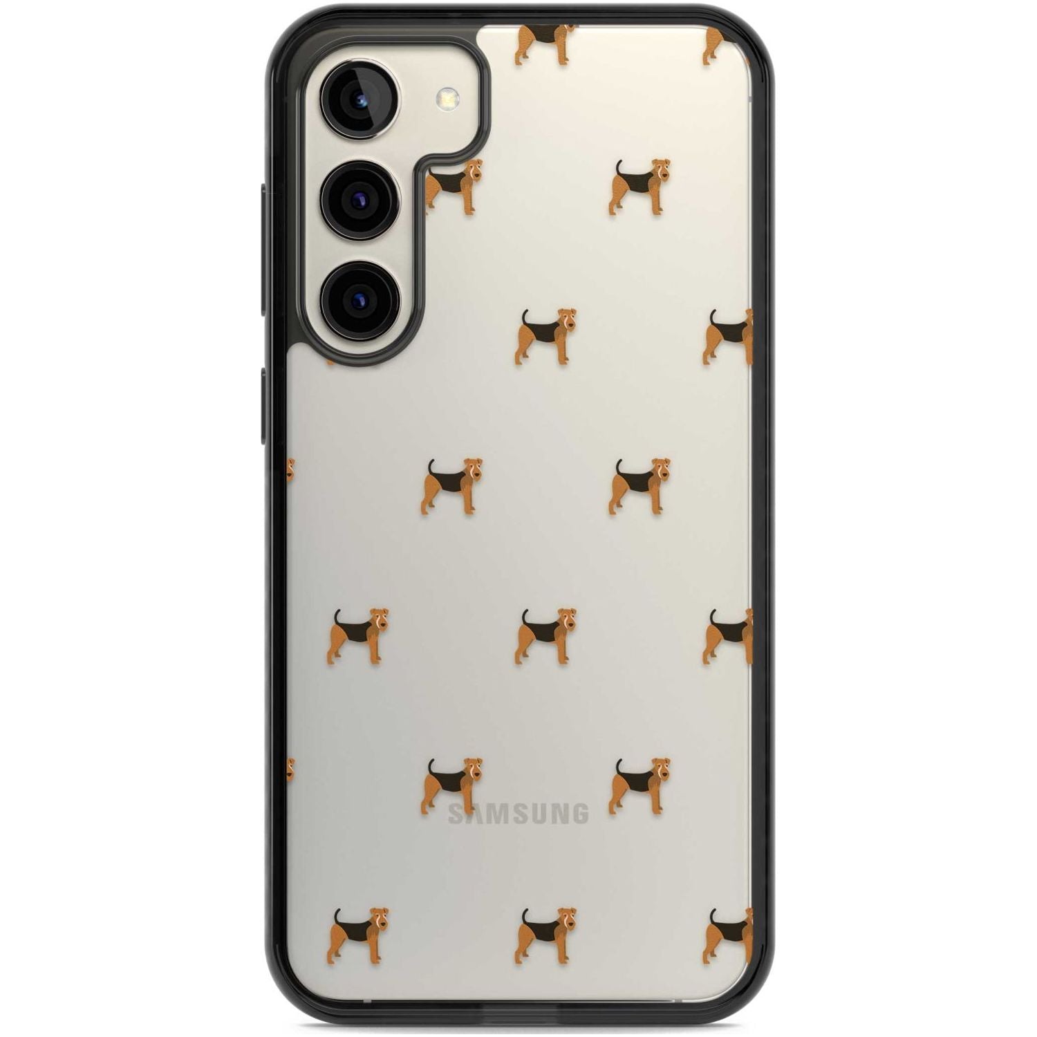 Airedale Terrier Dog Pattern Clear Phone Case Samsung S22 Plus / Black Impact Case,Samsung S23 Plus / Black Impact Case Blanc Space