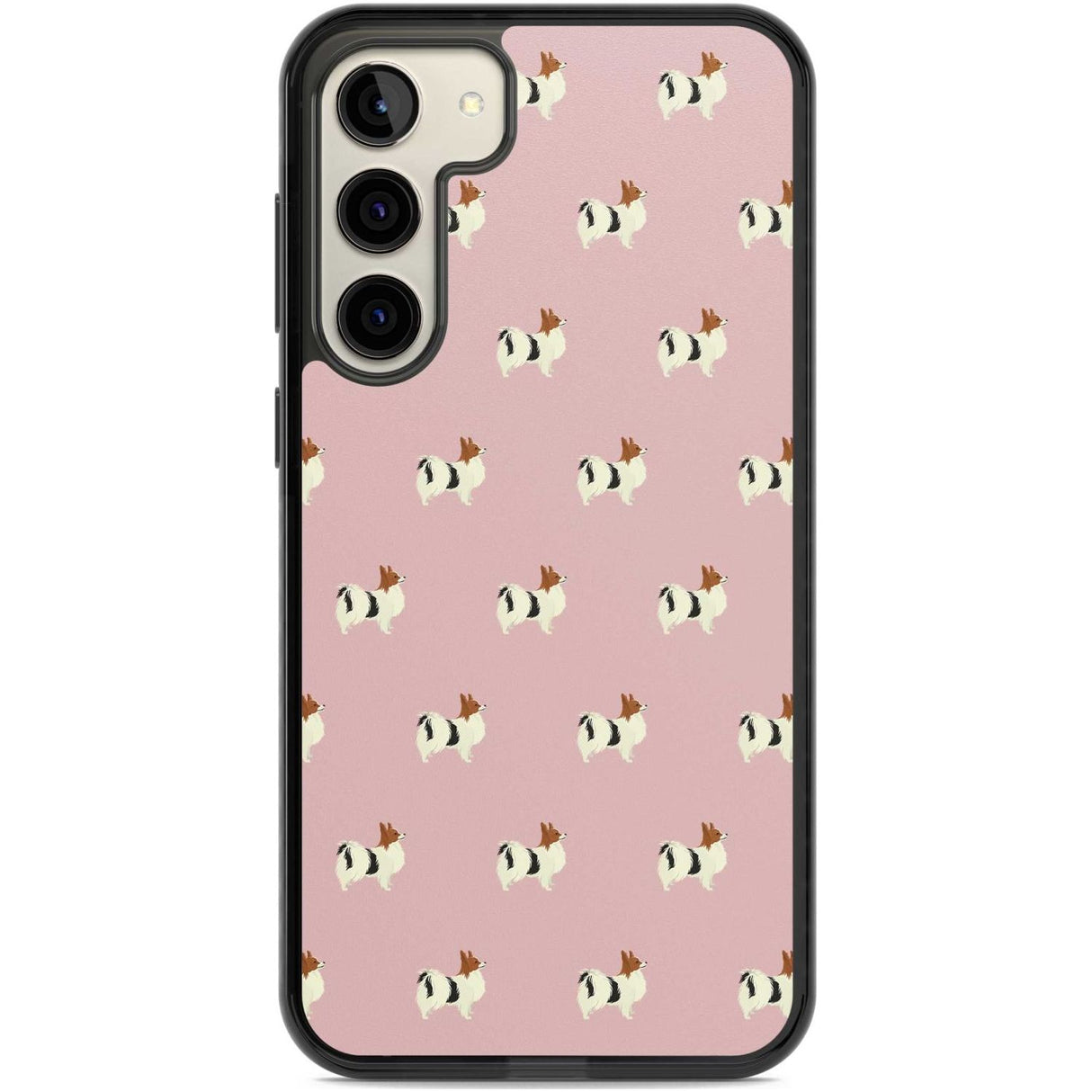 Papillon Dog Pattern Phone Case Samsung S22 Plus / Black Impact Case,Samsung S23 Plus / Black Impact Case Blanc Space