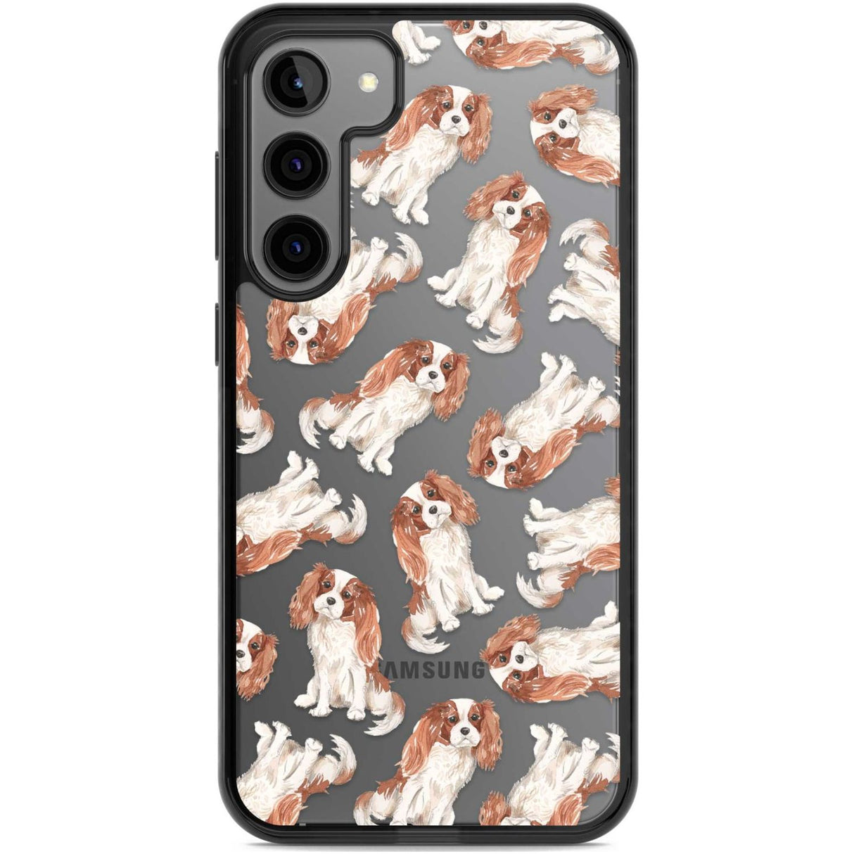 Cavalier King Charles Spaniel Dog Pattern Phone Case Samsung S22 Plus / Black Impact Case,Samsung S23 Plus / Black Impact Case Blanc Space