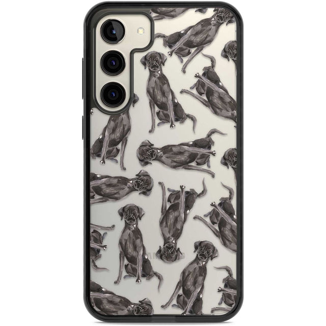 Black Labrador Watercolour Dog Pattern Phone Case Samsung S22 Plus / Black Impact Case,Samsung S23 Plus / Black Impact Case Blanc Space