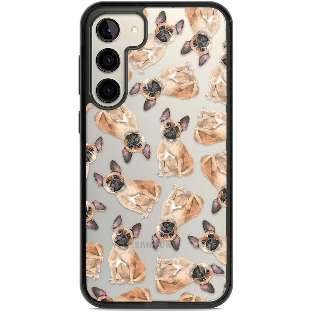 French Bulldog Watercolour Dog Pattern Phone Case Samsung S22 Plus / Black Impact Case,Samsung S23 Plus / Black Impact Case Blanc Space