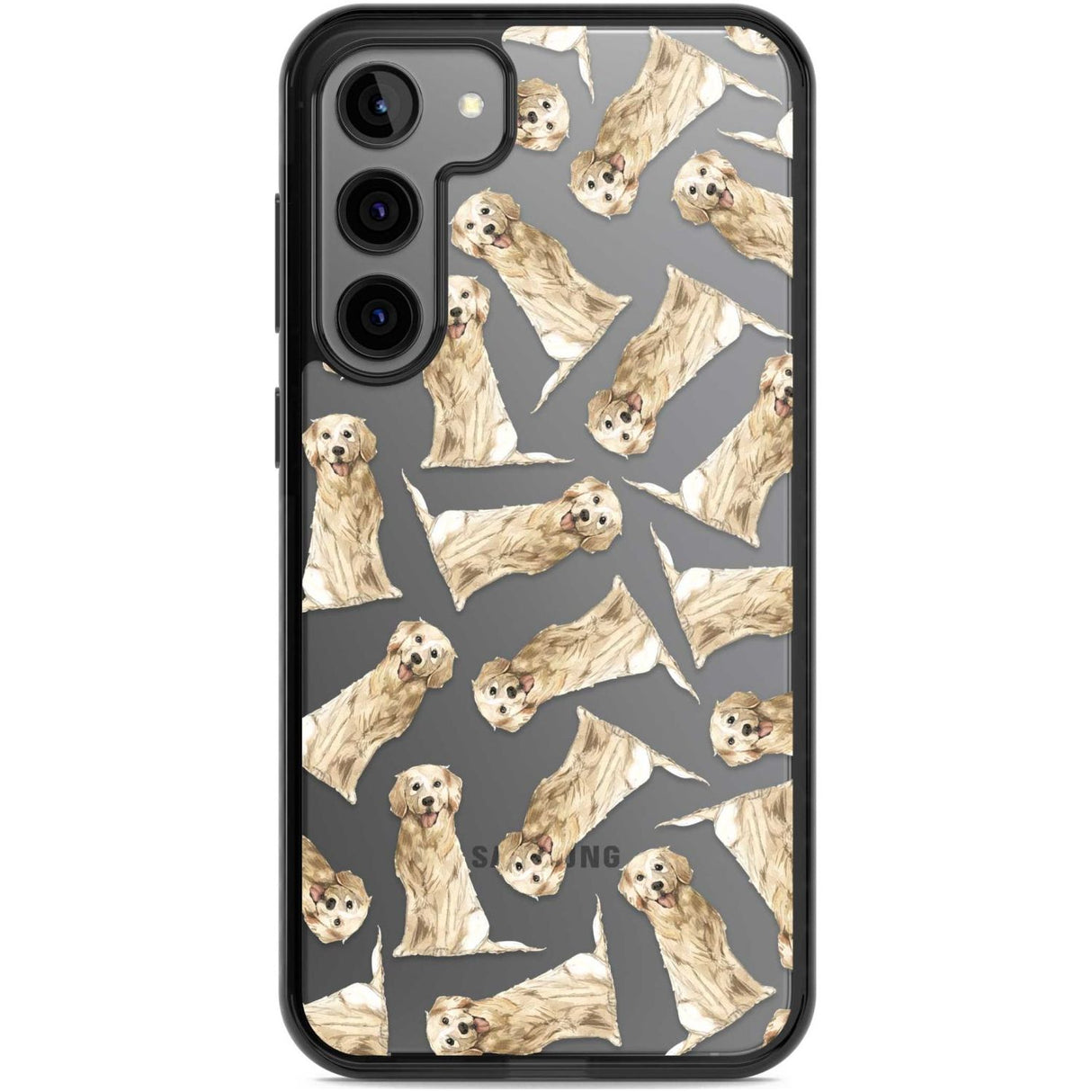 Golden Retriever Watercolour Dog Pattern Phone Case Samsung S22 Plus / Black Impact Case,Samsung S23 Plus / Black Impact Case Blanc Space