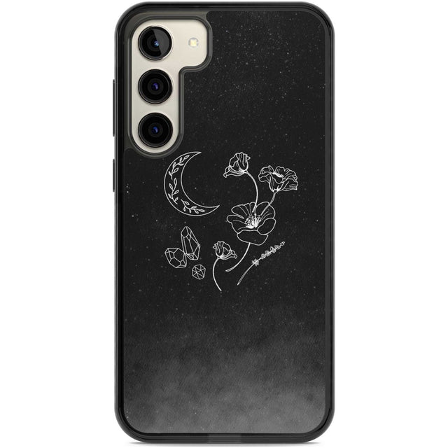 Crescent Moon Collection Phone Case Samsung S22 Plus / Black Impact Case,Samsung S23 Plus / Black Impact Case Blanc Space