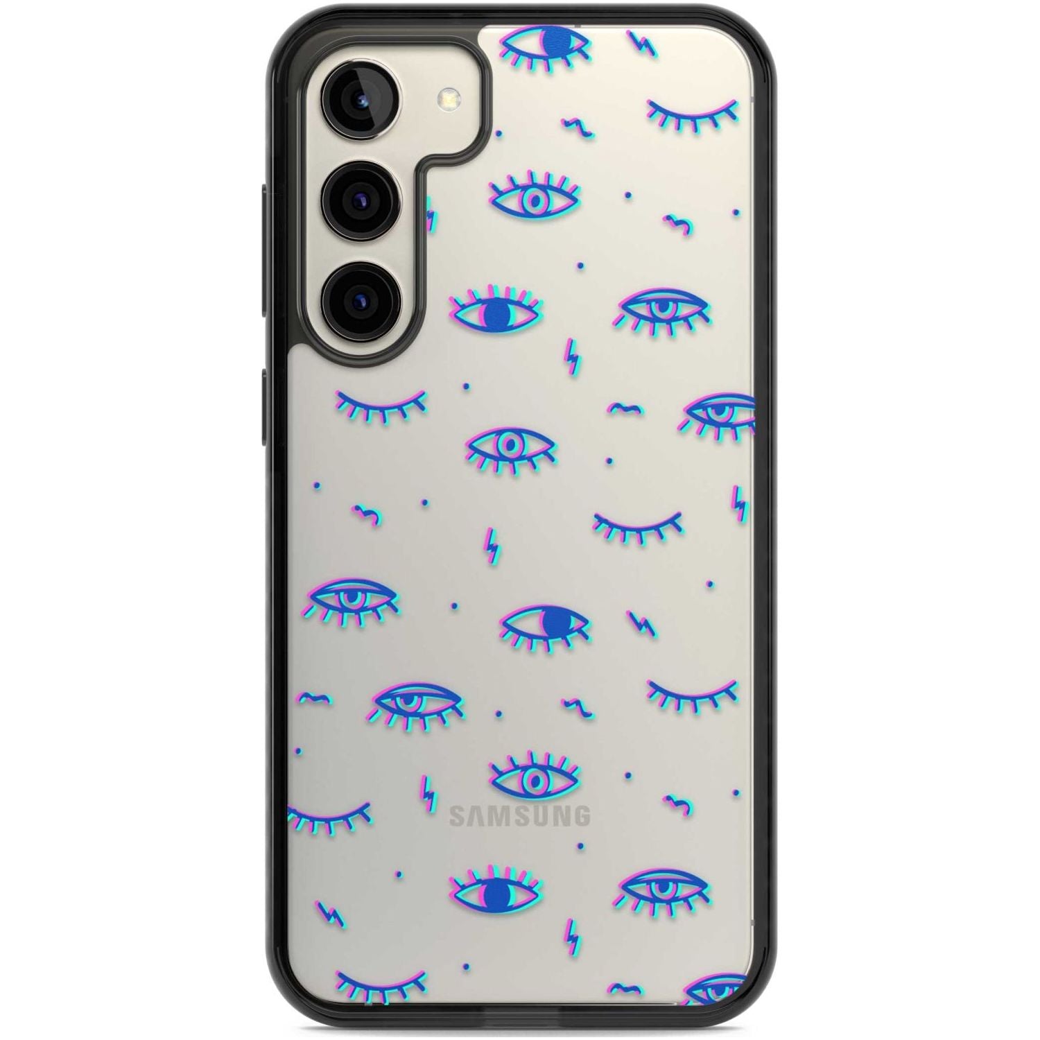Duotone Psychedelic Eyes Phone Case Samsung S22 Plus / Black Impact Case,Samsung S23 Plus / Black Impact Case Blanc Space
