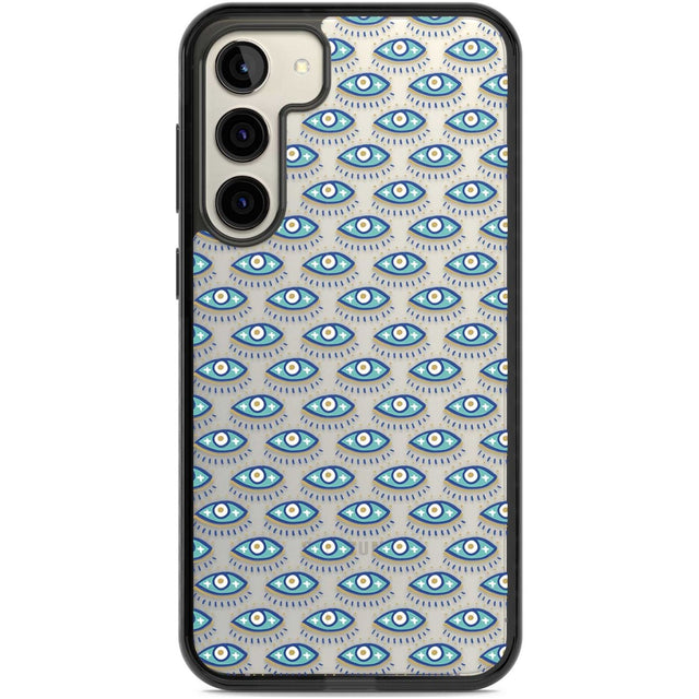 Eyes & Crosses (Clear) Psychedelic Eyes Pattern Phone Case Samsung S22 Plus / Black Impact Case,Samsung S23 Plus / Black Impact Case Blanc Space